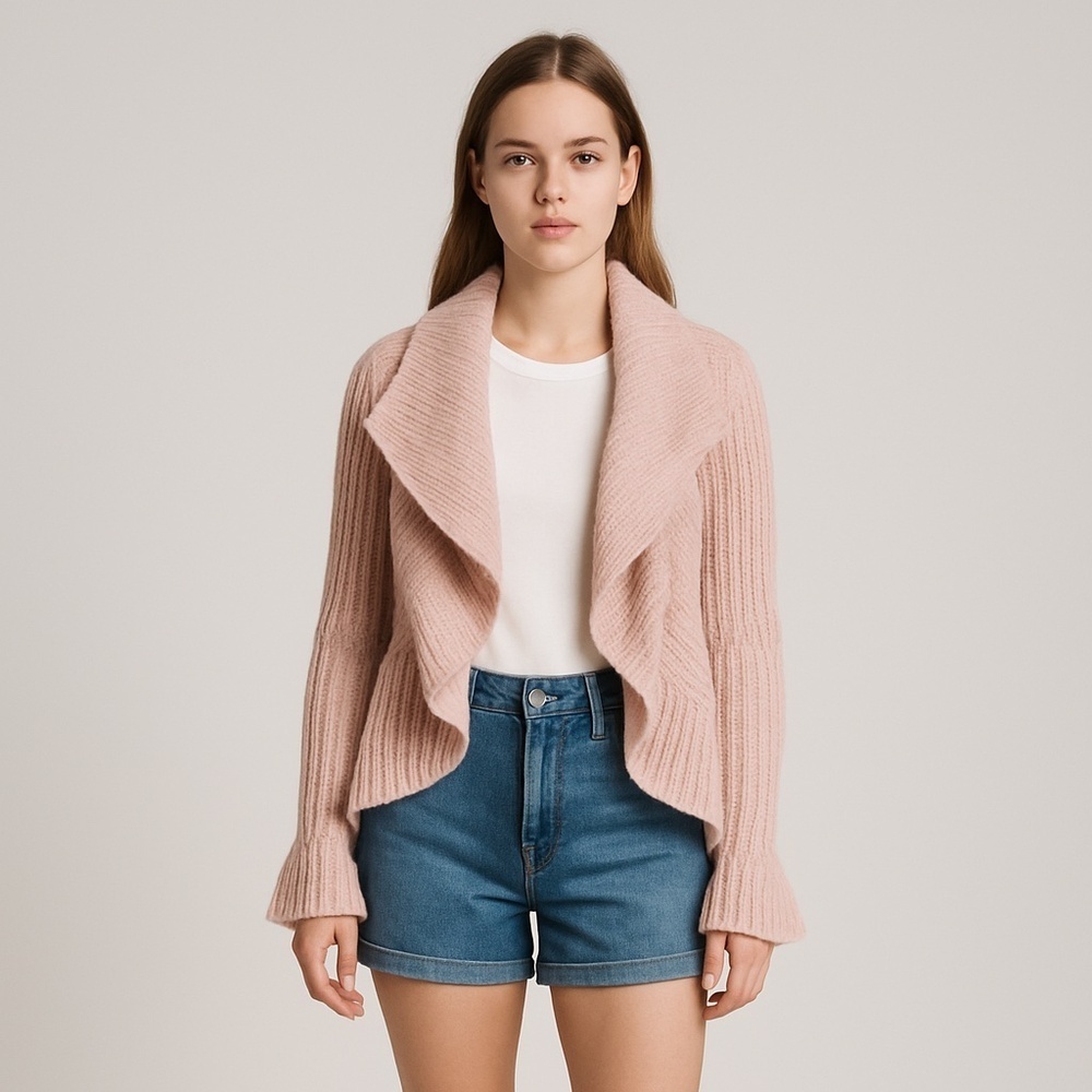 *Free With Purchase* Pastel Pink Knit Bolero Scarf Long Sleeve Pastel Comfy (C)